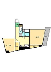 アクアヒルズ 4階1LDKの間取り