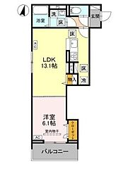 さいたま市中央区下落合2丁目アパート 1LDKの間取図画像