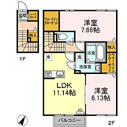 セジュールウィット 2LDKの間取図画像