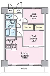 ライブ・トピア八王子 2LDKの間取図画像