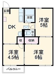 パークハイツA 3DKの間取図画像