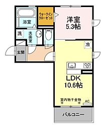 グリーンヒル柏森 1LDKの間取図画像