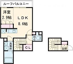 ラプティートヴィラ神楽坂 1LDKの間取図画像