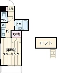 つつじヶ丘ホームズ 1Kの間取図画像