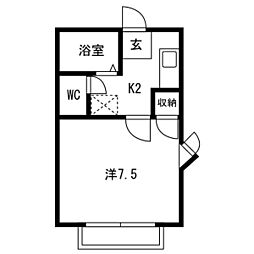 ラシーヌ美津乃 1Kの間取図画像
