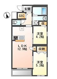 シャイン湘南 2LDKの間取図画像