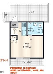 エスポワール梅里 1Kの間取図画像
