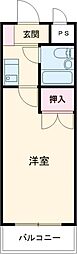 カエサル花小金井 1Kの間取図画像