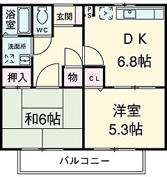 パークサイドアネックス 2DKの間取図画像
