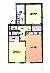 コスモエステート 2DKの間取図画像