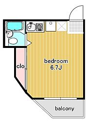リベラルハイツ2 ワンルームの間取図画像