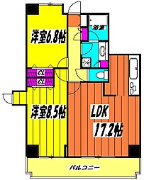 ロイトン松戸 2LDKの間取図画像