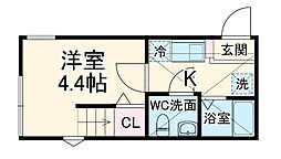 相鉄本線 西横浜駅 徒歩7分の賃貸アパート 3階ワンルームの間取り