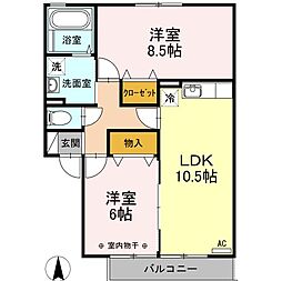 エーデルハイムASAKAA 2LDKの間取図画像