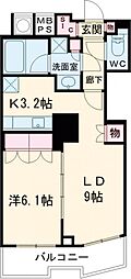 ザ・パークハウス西新宿タワー60 1LDKの間取図画像