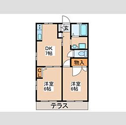 グレースパレス 2DKの間取図画像