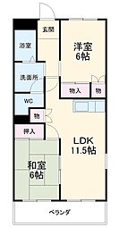 レジデンス香久山 2階2LDKの間取り