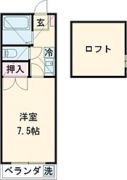 都営新宿線 篠崎駅 徒歩10分の賃貸アパート 1階1Kの間取り