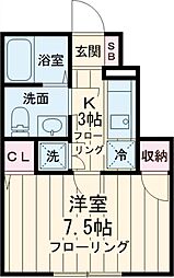 JR中央線 武蔵境駅 徒歩9分の賃貸アパート 1階1Kの間取り