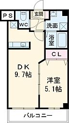 JR総武線 幕張本郷駅 徒歩5分の賃貸マンション 4階1LDKの間取り