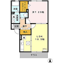 都営新宿線 一之江駅 徒歩25分の賃貸アパート 1階1LDKの間取り
