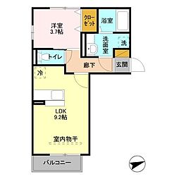 JR総武線 津田沼駅 徒歩19分の賃貸アパート 2階1LDKの間取り