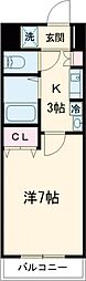 Ｋ・Ｍコート 6階1Kの間取り