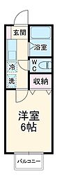 京成本線 京成大久保駅 徒歩10分の賃貸アパート 2階1Kの間取り