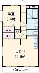 クリスタルコート 3階1LDKの間取り