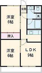 京王井の頭線 浜田山駅 徒歩7分の賃貸マンション 2階2DKの間取り