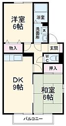フローリッシュ　Ａ 2階2DKの間取り