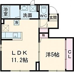 プラントグラスI 1階1LDKの間取り