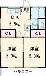 ハイツ久我山 1階2DKの間取り