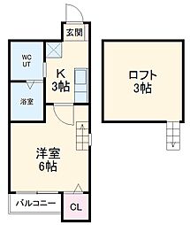 JR中央本線 新守山駅 徒歩7分の賃貸アパート 1階1Kの間取り