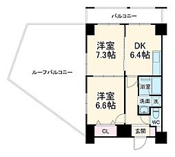 アルステージ武蔵小杉II 3階2DKの間取り