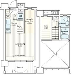 ドゥーエ新丸子 ワンルームの間取図画像