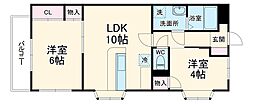 シャトーヤジマ 2LDKの間取図画像