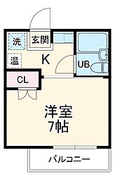 南行徳プラザＡ−1 2階1Kの間取り