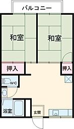 サンハイツ春江町 2階2DKの間取り