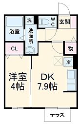 アゼリア 1階1DKの間取り