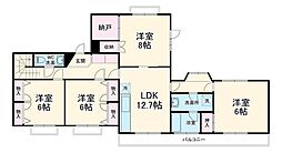 グランシャリオ（当代島） 3階4LDKの間取り