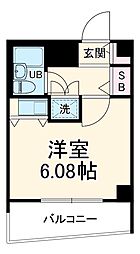 東急東横線 新丸子駅 徒歩12分の賃貸マンション 3階1Kの間取り