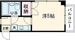コーポリベール 2階1Kの間取り