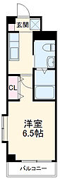 エミナス 2階1Kの間取り
