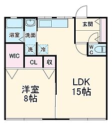 パールハイム 2階1LDKの間取り