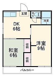 西武池袋線 西所沢駅 徒歩18分の賃貸アパート 2階2DKの間取り