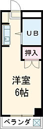 ジュネス・ハイム 2階1Kの間取り