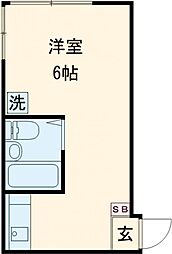 京王線 上北沢駅 徒歩11分の賃貸アパート 2階ワンルームの間取り
