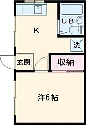 サニネス阿佐ヶ谷 1階ワンルームの間取り