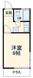京成本線 実籾駅 徒歩18分の賃貸アパート 1階1Kの間取り